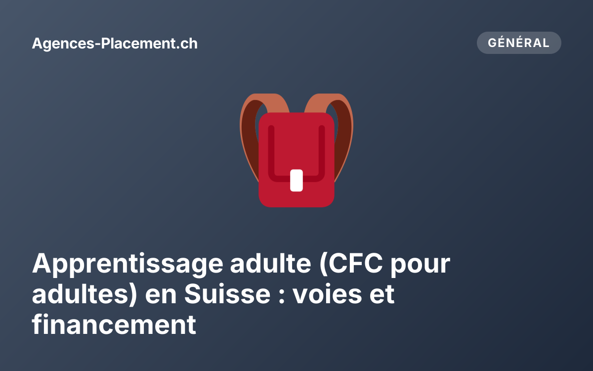 Apprentissage adulte (CFC pour adultes) en Suisse : voies et financement